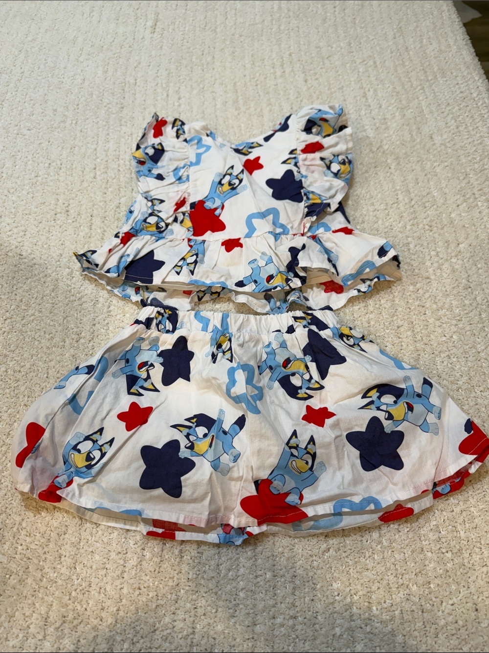 Bluey White Toddler set with Navy, Red, Light Blue Accents